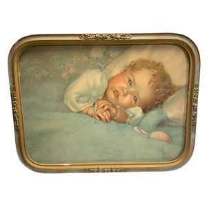 Vintage Heaven's Gift Annie Benson Muller Framed Wall Art Print Home Decor Baby